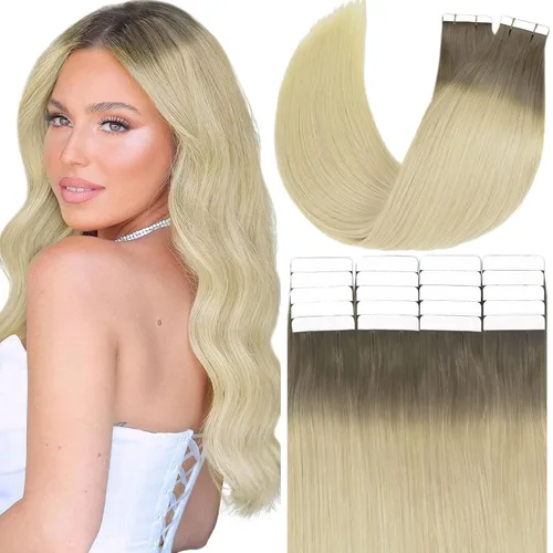 Miniatura 13 de Anrosa Extensiones de cabello humano real de 20 pulgadas, extensiones de cabello humano lacio de doble cara, color negro azabache, 1.76 oz, 20