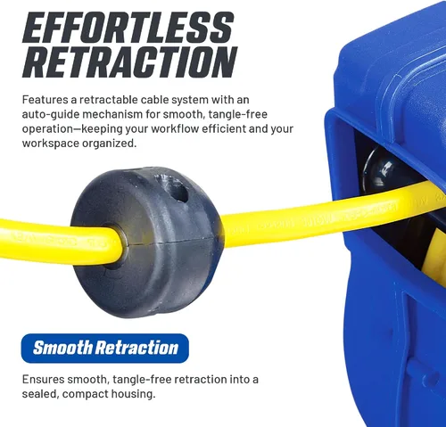 Miniatura 7 de Carrete de extensión Goodyear resistente, 40 pies, 12AWG/3C SJTOW, triple con conector con luz LED