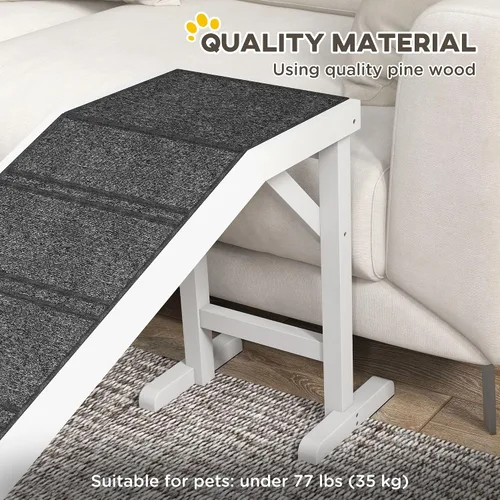 Miniatura 4 de PawHut Rampa para perros para cama, rampa para mascotas para perros con alfombra antideslizante y plataforma superior, 49 x 16 x 14 pulgadas