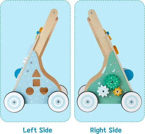 Miniatura 4 de Andador de madera para bebé, 10 en 1, centro de actividades para bebés, caminador ajustable de madera para niños y niñas (BW001)