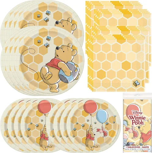 Winnie The Pooh - Paquete de vajilla para fiestas, servilletas de almuerzo, platos de postre, cubierta de mesa ideal para fiestas temáticas,