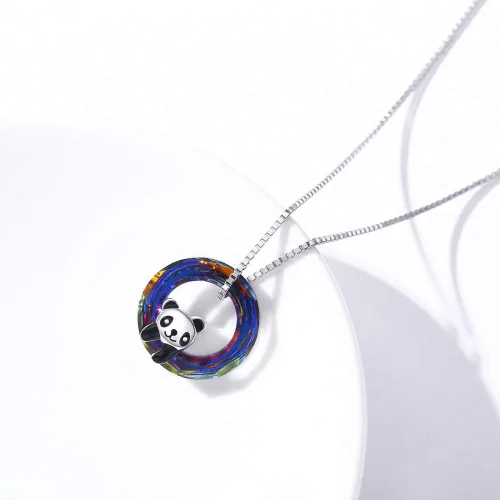 Miniatura 3 de Collar con colgante de panda de plata de ley 925 con dije de cristal, regalos de cumpleaños para mujeres e hijas