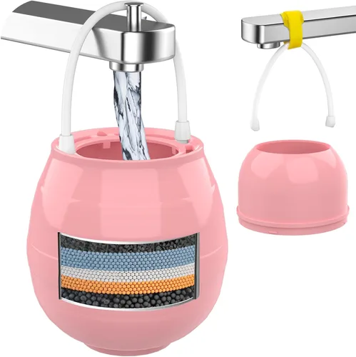 Filtro de agua de baño para grifo de bañera y fregadero, piezas de repuesto, 8000 galones de filtración ｜ Elimina cloro, flúor y contaminantes, Rosa