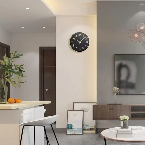 Miniatura 4 de HZDHCLH Relojes de Pared Negros que Funcionan con Pilas, Reloj Moderno Silencioso Sin Tic Tac de 12 Pulgadas para Pared, Reloj de Pared con Números