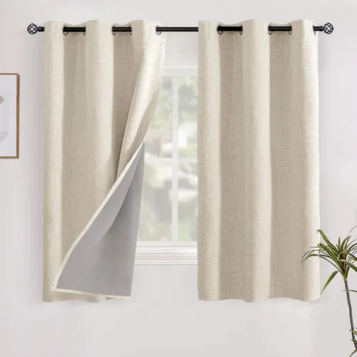 Miniatura 25 de YoungsTex Cortinas opacas de lino gris para dormitorio, 38 x 45 pulgadas, cortinas texturizadas con bloqueo de calor y luz completa, persianas