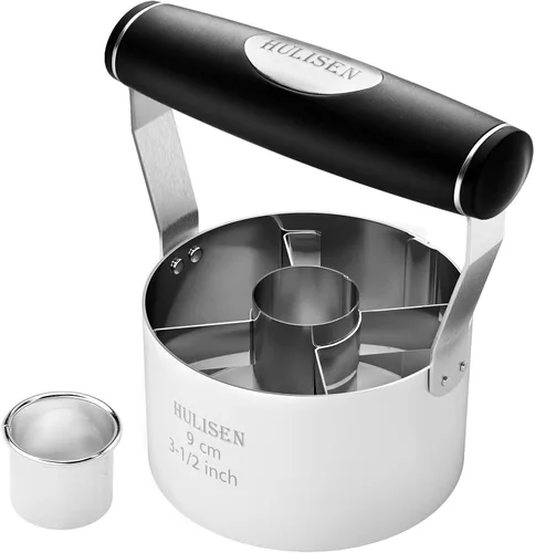 HULISEN Cortador de rosquillas, cortador de donas de acero inoxidable de 3.5 pulgadas con mango de agarre suave y cortador de galletas pequeño,