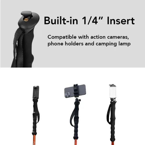 Miniatura 3 de Selfie Trekking Pole – Ultralight 7075 Aluminum Hiking Poles with Built-in 1/4” Mount, Selfie Clamp, Tripod & Camera Kit – Adjustable Flip-Lock