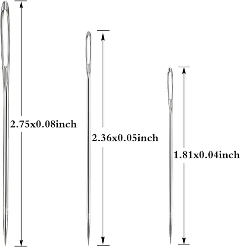 Miniatura 2 de Yklbpd 18 agujas de coser grandes para ojos, hilo hecho a mano, aguja de hilo de bordar de acero inoxidable afilada para cuero y tapiz