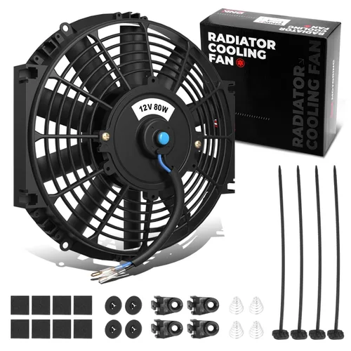 Miniatura 34 de DNA Motoring Ventilador de radiador delgado de refrigeración eléctrica de alto rendimiento de 12 pulgadas con kit de montaje, rojo, 2 piezas