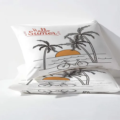 Miniatura 3 de Juego de sábanas de 3 piezas con estampado de palmeras oceánicas y fundas de almohada, tamaño individual, sábana bajera ajustable de microfibra