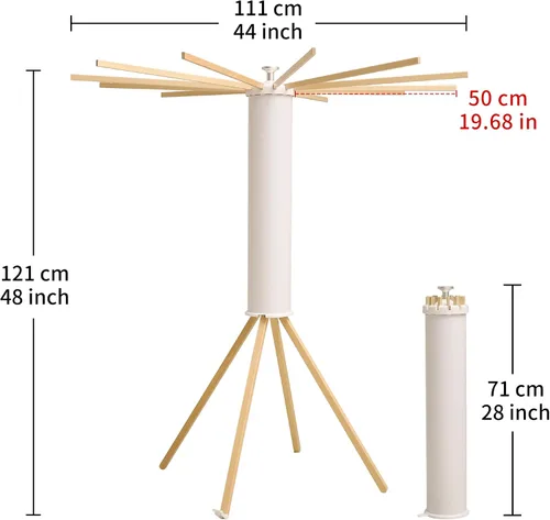 Miniatura 2 de LEQ Tendedero plegable para ropa interior con 4 pies de soporte, tendedero de ropa para apartamento con 12 brazos de secado de madera