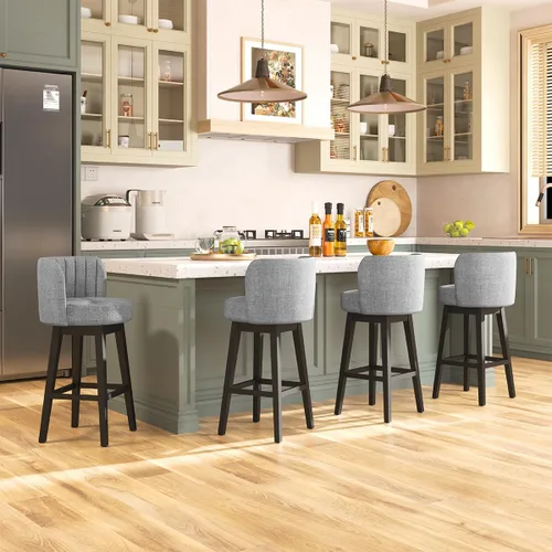 Miniatura 17 de COCO DESIGN - Juego de 2 taburetes de bar giratorios, 24" de altura del asiento, taburetes de bar de estilo moderno de mediados de siglo