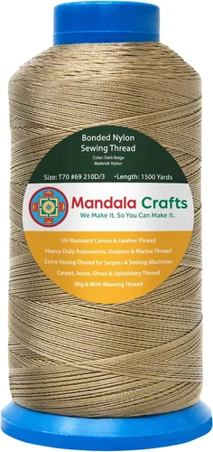 Miniatura 125 de Mandala Crafts - Hilo de nailon para coser cuero, tapicería, mezclilla y para trenzar el pelo; resistente, 1500 yardas, tamaño 69 T70 Marrón