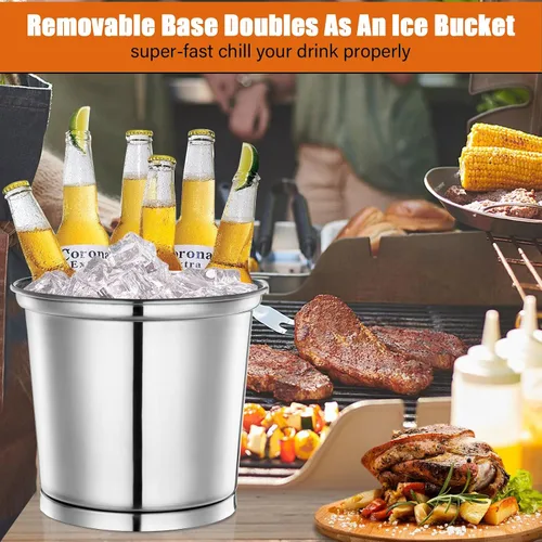 Miniatura 5 de Dispensador de bebidas de 2 galones con soporte, dispensadores de bebidas para fiestas, dispensadores de jugo de acero inoxidable con tubo de hielo