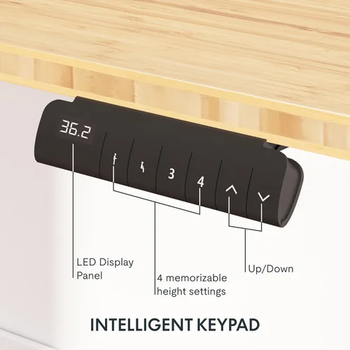 Miniatura 6 de FlexiSpot E6 Bamboo - Escritorio eléctrico de pie de 3 etapas con motor dual de 48 x 24 pulgadas, soporta 220 libras, altura ajustable con ajustes