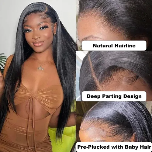 Miniatura 3 de Cierre de encaje de cabello humano lacio 4x4, parte libre HD, encaje suizo 100% sin procesar, cabello virgen brasileño 150% de densidad, color negro