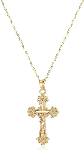 Collar Fettero con dije de cruz de fe, chapado en oro de 14k, cadena fina, minimalista, simple, pequeña, para oración, regalo de joyería religiosa