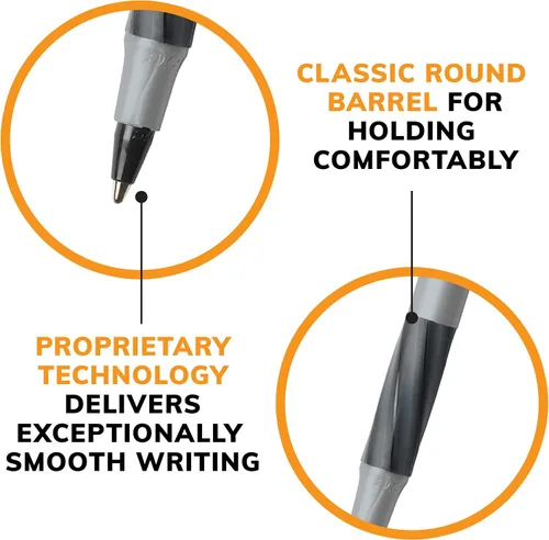 Miniatura 6 de BIC Round Stic Grip Xtra Comfort - Bolígrafos negros de punta media (1,2 mm), paquete de 12 unidades, bolígrafos de escritura perfectos con agarre