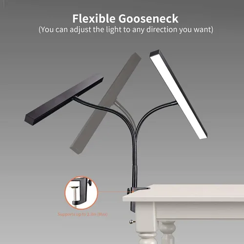 Miniatura 6 de Lámpara de escritorio de piano, lámpara LED 2 en 1 para piano digital de pie y de cola, lámpara de mesa de cuello de cisne flexible de 10W con 3