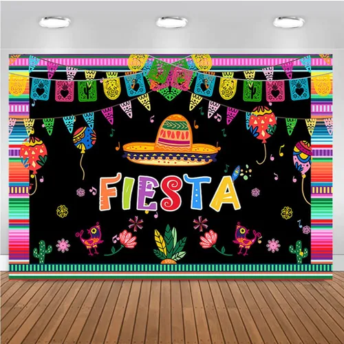 Telón de fondo para fiesta, fiesta de cumpleaños, decoración de globos de cactus, rayas de color floral, cartel de Cinco de Mayo, carnaval, fiesta