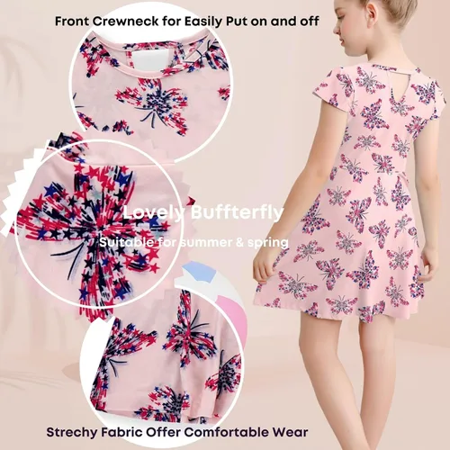 Miniatura 3 de V.&GRIN Vestido de niña suave de manga larga floral twirly casual y vestido de fiesta para niños pequeños de 2 a 8 años