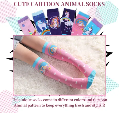 Miniatura 2 de Calcetines hasta la rodilla cálidos de algodón con diseño de animales para niñas