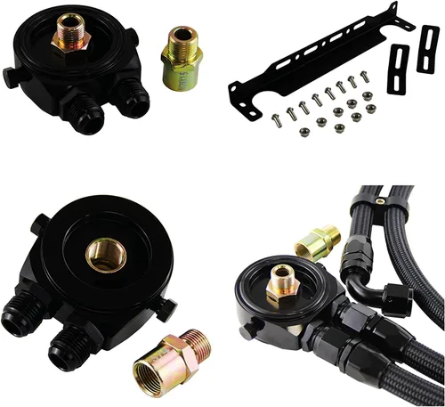 Miniatura 5 de Transmisión universal del motor de aluminio AN10 30 hileras kit de enfriador de aceite con soporte + manguera adaptadora+kit de ventilador de 7