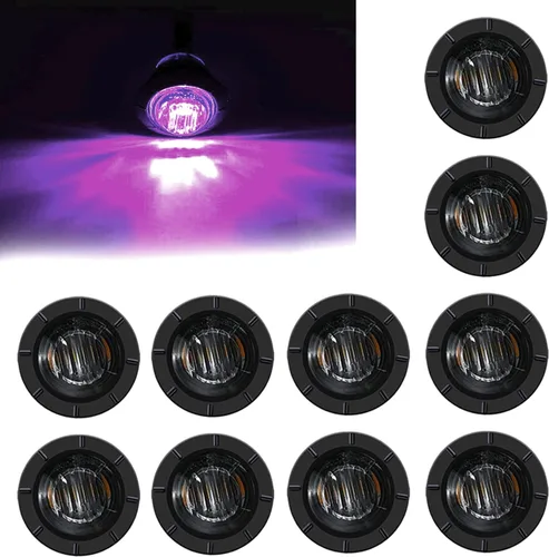 Miniatura 18 de FXC - 10 luces LED redondas de 1,9 cm - frontales y traseras, luz intermitente lateral, intermitentes para camión, coche, autobús, remolque, Púrpura