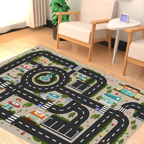 Miniatura 4 de Alfombra Analógica ABC para Niños, Alfombra de Juego para Cuarto de Juegos, Alfombra de Juego de Autos, Alfombra de Carreteras de Vida Urbana