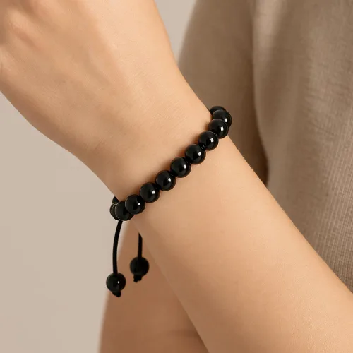 Miniatura 19 de Adjustable Crystal Bracelet – Gemstone Bead Bracelet with Adjustable Macrame String – Chic Gemstone Bracelet for Men and Women – 8mm Round Healing