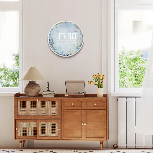 Miniatura 8 de Reloj de pared digital inteligente iluminado con calendario de temperatura, reloj de pantalla grande, reloj LED moderno de 12/24 horas para sala