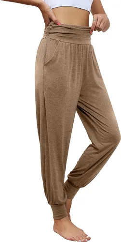 Miniatura 4 de Locoowai Paquete de 2 pantalones deportivos de yoga para mujer, cómodos pantalones deportivos con bolsillos, casuales, holgados, cómodos, de cintura