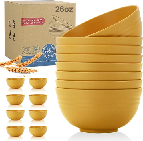 Miniatura 14 de Wrova Juego de 8 cuencos de paja de trigo para postre de 10 onzas, cuencos irrompibles para niños, mini cuencos para helado, aperitivos y frutas