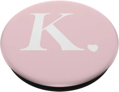Miniatura 2 de PopSockets - Agarre y soporte para teléfonos y tabletas, diseño de letra K, color rosa claro y blanco