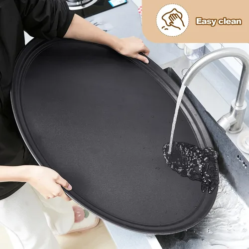 Miniatura 6 de FillTouch 2 bandejas ovaladas grandes con forro de goma de polipropileno para cocina, comedor, cafeterías, servicio de comida rápida