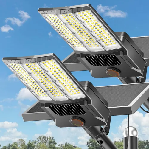 Miniatura 11 de Deepn Luces solares para exteriores, 8000 W, luces solares para exteriores, impermeables, para el anochecer hasta el amanecer, luz de inundación LED