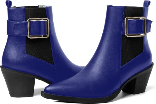 Miniatura 6 de Botas altas de tacón medio grueso con punta elástica mate para mujer, 2.5 pulgadas