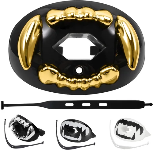 Miniatura 14 de Protector bucal de fútbol americano con correa, protector bucal transpirable para jóvenes y adultos, protector de dientes y labios