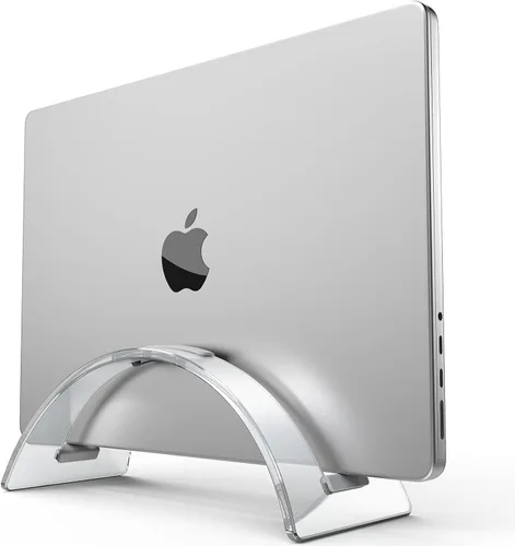 Soporte vertical acrílico para computadora de escritorio, base invisible de acrílico para laptop, soporte vertical para laptop, organizador de