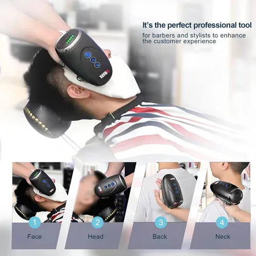 Miniatura 4 de WMARK Masajeador de peluquero/masajeador de mano inalámbrico, carga para cuello/piernas/mano/masajeador facial, 2 nodos de masaje 2600 AMH, negro