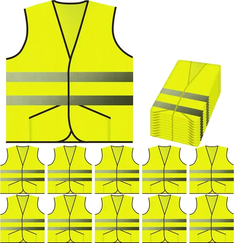 Miniatura 8 de PeerBasics Chaleco de seguridad de bolsillo Paquete a granel reflectante de alta visibilidad para hombres y mujeres Naranja