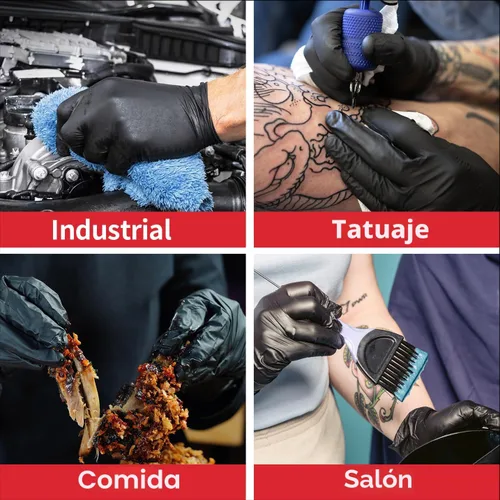 Miniatura 5 de Supmedic Disposable Nitrile Gloves, 5Mil Chemical Resistant Powder-Free Latex-Free Glove Exam Cook Tattoo, Black Blue 100Pcs
