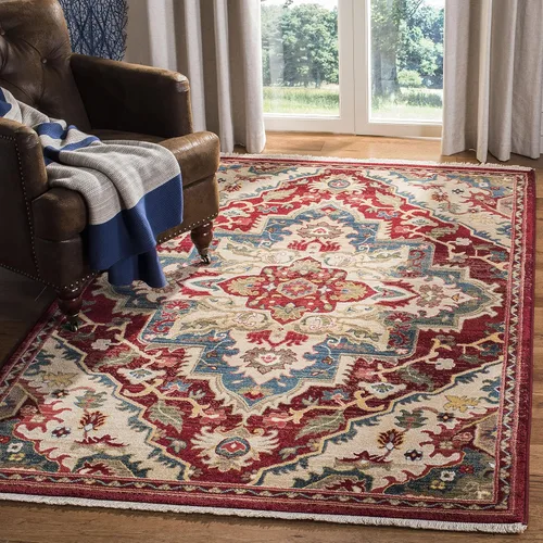 Miniatura 6 de SAFAVIEH Kashan Collection - Alfombra de área de 2 x 3 pies, color rojo y beige, diseño oriental tradicional, no desprende pelusa y de fácil