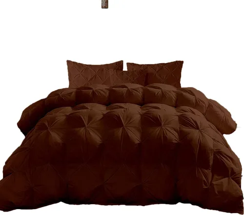 Miniatura 8 de Edredón plisado de 1000 hilos, suave, esponjoso, color naranja, tamaño Queen de 98 x 98 pulgadas, 1 pieza con relleno de edredón para todas