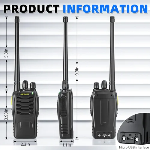 Miniatura 7 de Walkie Talkies (paquete de 4), incluye auriculares originales, cable tipo C, base de carga USB, cuenta con emparejamiento de un solo clic, reducción