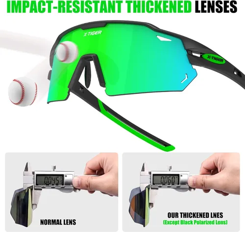 Miniatura 4 de X-TIGER Gafas de ciclismo polarizadas con 5 lentes intercambiables, MTB para ciclismo, béisbol, carrera, lentes deportivos para hombres y mujeres