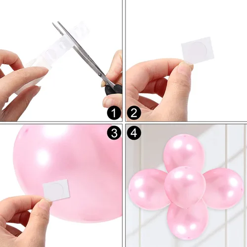 Miniatura 4 de UPINS 300 unidades de pegamento de puntos para globos, cinta adhesiva extraíble, 3 rollos de calcomanías de puntos de doble cara para decoración