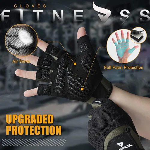 Miniatura 2 de ATERCEL Guantes de entrenamiento para hombres y mujeres, guantes de ejercicio para levantamiento de pesas, ciclismo, gimnasio, entrenamiento, Verde