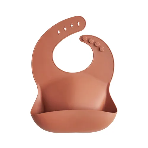 Mushie - Babero de silicón para bebé, ajustable y resistente al agua (barro)
