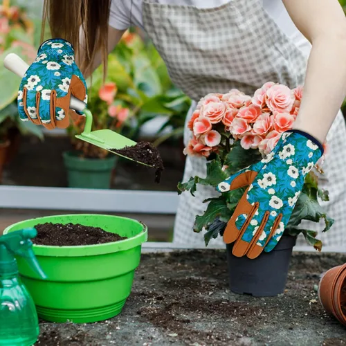 Miniatura 7 de Guantes de jardinería de cuero para mujer, guantes de jardín a prueba de espinas, guantes de trabajo para pantalla táctil, regalos ColorN